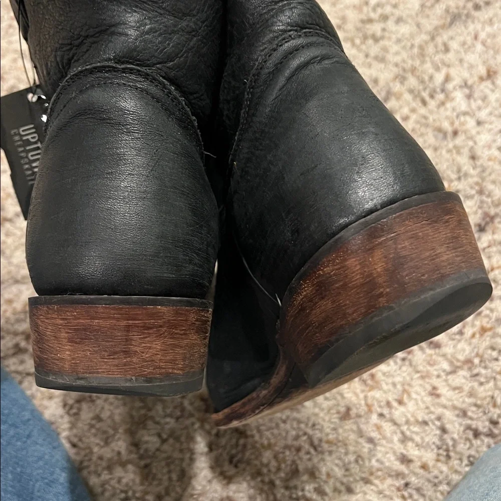 Frye Black Leather Ankle Cowboy Boots - Picture 7 of 10